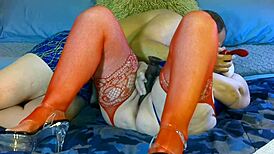 Granny Carmen gets double fucked with double cum action