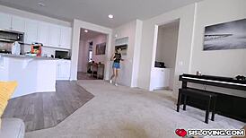 horny stepsister wants to give her stepbro a deepthroat blowjob on his big cock!