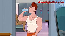 Hey, check this buff Brazilian cartoon stud in action