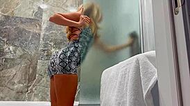 just banged a tiny blonde who squirted after shower fun