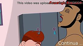 Hey, check this buff Brazilian cartoon stud in action