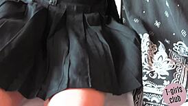 Shemale babe bent over and pounded hard in bedroom