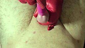 i give a hand job with vibrating stick for deep massage and huge cum.