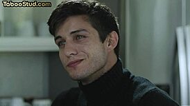 Did hairy stud get barebacked in foot fetish threesome with twinks?