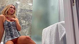 just banged a tiny blonde who squirted after shower fun