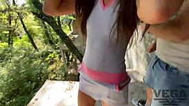 lost whore in forest, hey, three strangers fill all her holes