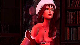 Krampus welcomes new naughty helper in anime hentai fantasy with big black cock