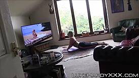 Big ass stepsister gets hammered doggystyle at yoga session pov