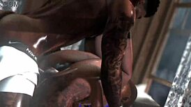 ginger head gets bent over for big black cock in secondlife