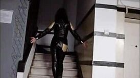 Intriguing latex goddess femdom anime hentai scene