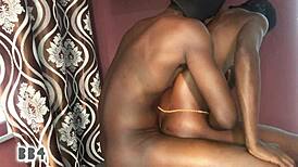 Petite ebony girl with big ass experiences various dirty sex positions ending in creampie and cumshot.