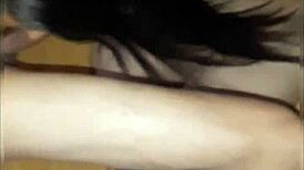 Petite Colombian teen sucks pussy and blows cock like pro.