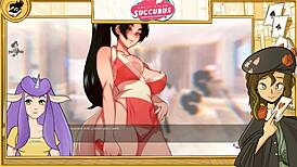 In sweet dreams succubus, she gives blowjobs to monsters.