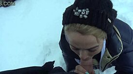 hot student sucks professor's monster cock after outdoor ski lesson
