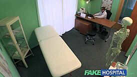 Fake Hospital Patient Gets Big Cock Treatment On Doctor's Desk After Stiff Neck