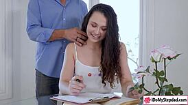stepdad bangs teen 18+ while she’s doin’ homework, oops!