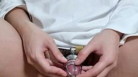 Korslaveman Explores Urethra Play While Locked in Chastity Belt for Release