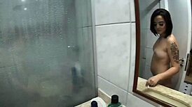 Latina babe takes refreshing bath to cool off