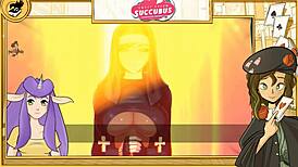 In sweet dreams succubus, she gives blowjobs to monsters.