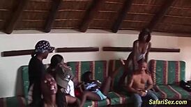 wild african group party with intense facials