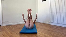 naked milfs doing morning yoga before getting rough sex, talking dirty about their juicy pussies