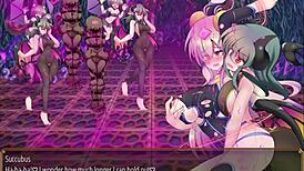 Quarta Knight bound in tight bondage with big ass and tits in hentai anime game.