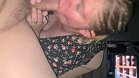 Live shot of gay BBW deepthroating monster cock. No edits.