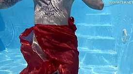 mimi cica shows off her tight pussy in swimming pool erotics