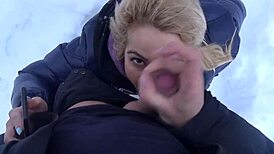 hot student sucks professor's monster cock after outdoor ski lesson