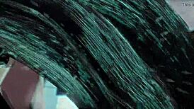 feline the blue moans with monster cock in hentai action