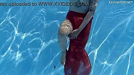 mimi cica shows off her tight pussy in swimming pool erotics