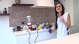 Luna Ruiz, brunette latina maid, enjoys rough pov sex after cleaning