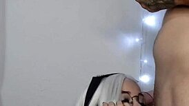 Blondie in cosplay craves a big cock blowjob.
