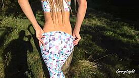 damn, step sis seduced me outdoor in yoga pants... almost caught!