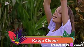 cute russian milf model katya clover posing outdoor exposing amazing wet body to camera