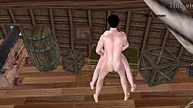 I watch this cute girl having sex with her stepbrother on the pirate ship