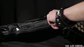 Skinny redhead covers herself in oil and masturbates in the kitchen!