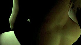 beautiful plum girl riding dildo in the dark