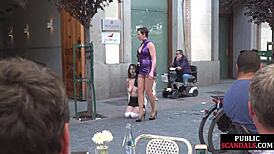 I-I can't believe this busty slut submits publicly with voyeurs watchin'!