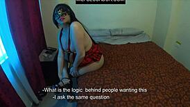 Zamira's first costume with Aleja's Ecuador shirt during game