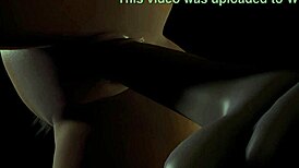 beautiful plum girl riding dildo in the dark