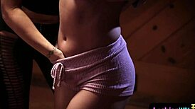 busty lesbo says, 'pleasure my pussy'