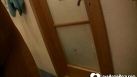 brunette intensely fingers hairy slit in bathroom solo