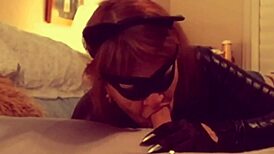 catgranny in cosplay just blows batman like a pro