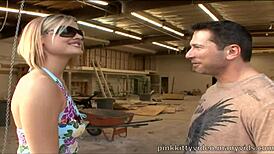 Short Hair Blonde Jasmine Jolie Drilled by Big Dick Construction Boss.