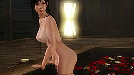 In this hentai, kokoro from doa5 shows big ass nude in gravure studio close-up