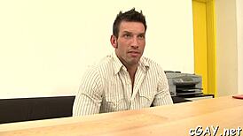 A dirty oral session for a lusty homosexual hunk in bareback action