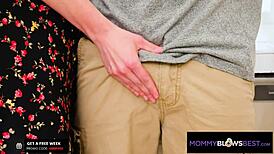 Did you see my blonde stepmom sucking cock in the kitchen?