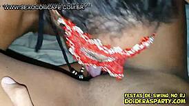 Brazilian teens Nikke Casada and Julia Prado banging together in hot FFM