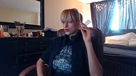 Blonde Sandi Smokes Cigarettes While Squirting on Big Tits